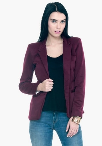 FIERCE SCUBA BLAZER - OXBLOOD INR- 2700 FIERCE SCUBA BLAZER - OXBLOOD INR- 2700