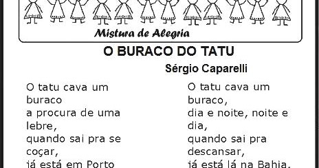 Atividade com poema O buraco do tatu