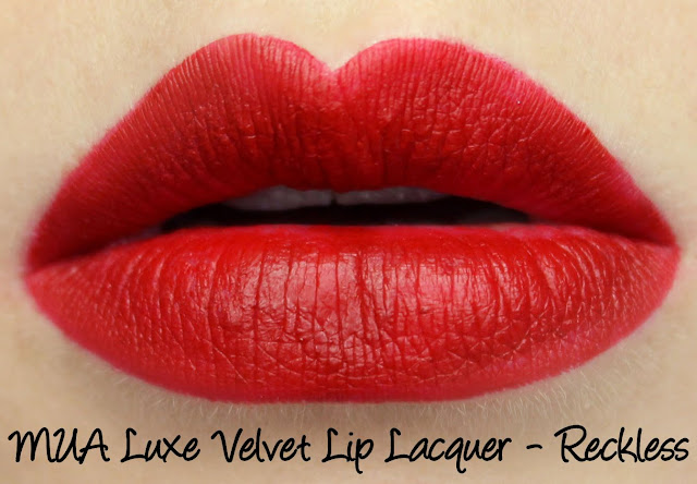 MUA Luxe Velvet Lip Lacquer - Reckless Swatches & Review