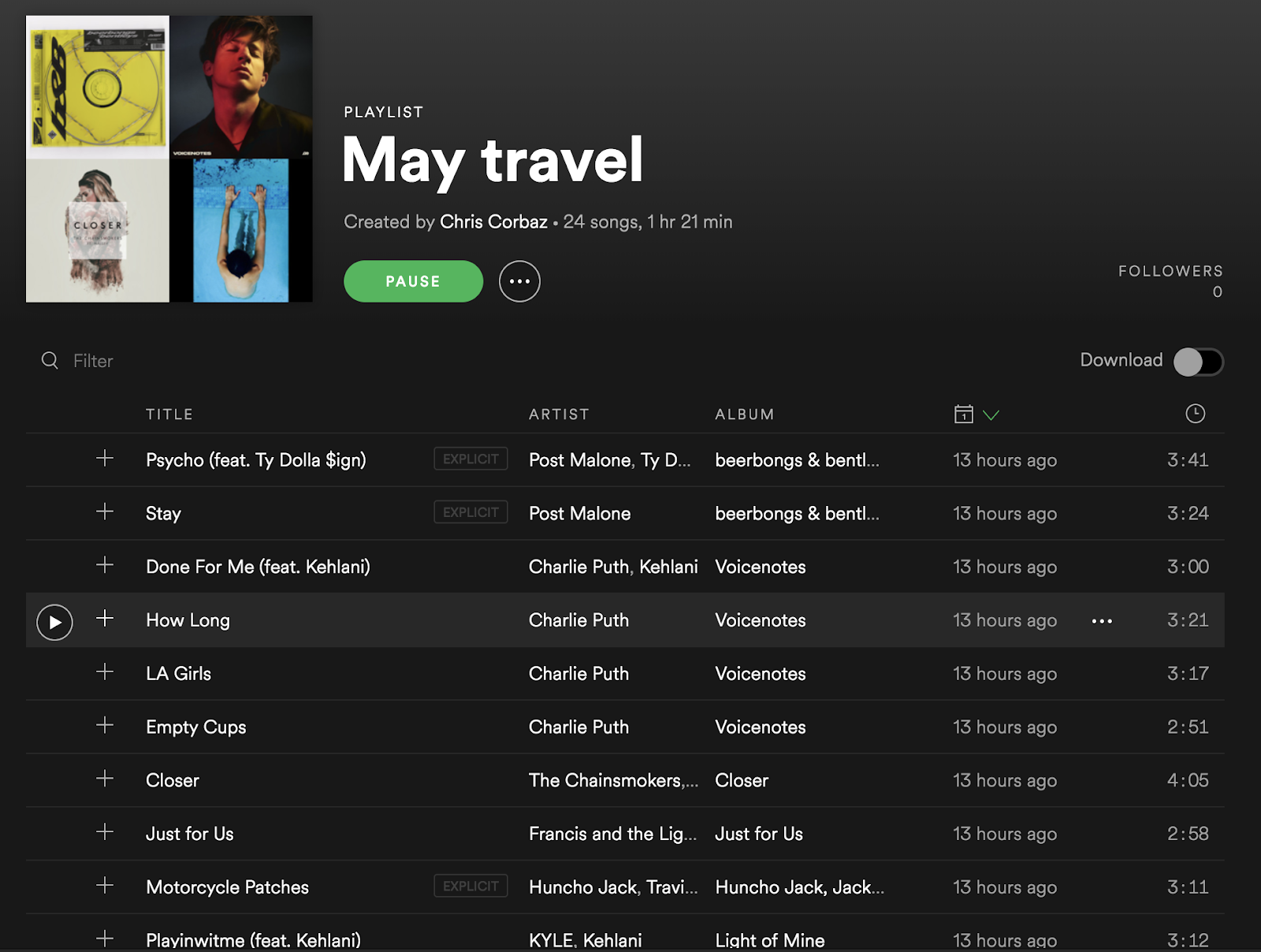 Travel Spotify Playlist May.