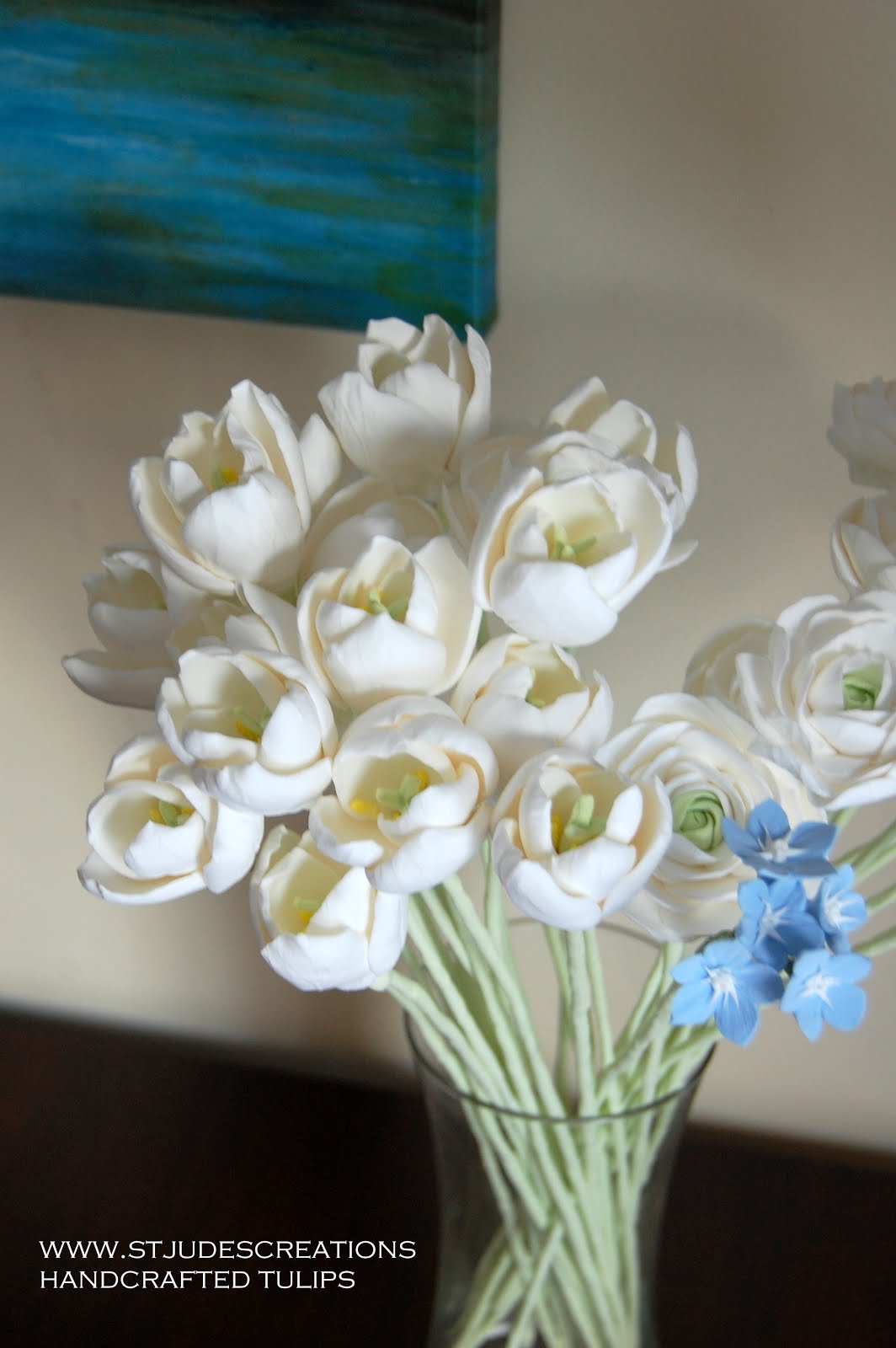 Tulip ranunclus me not clay wedding bouquet Handmade PaPer FloweRs by Maria Noble