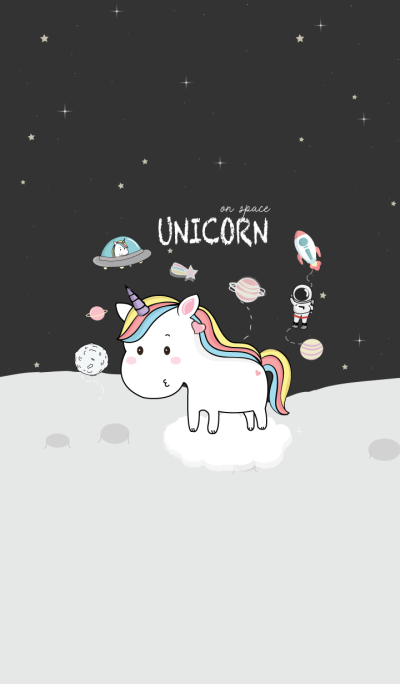 Unicorn Cute On Space.