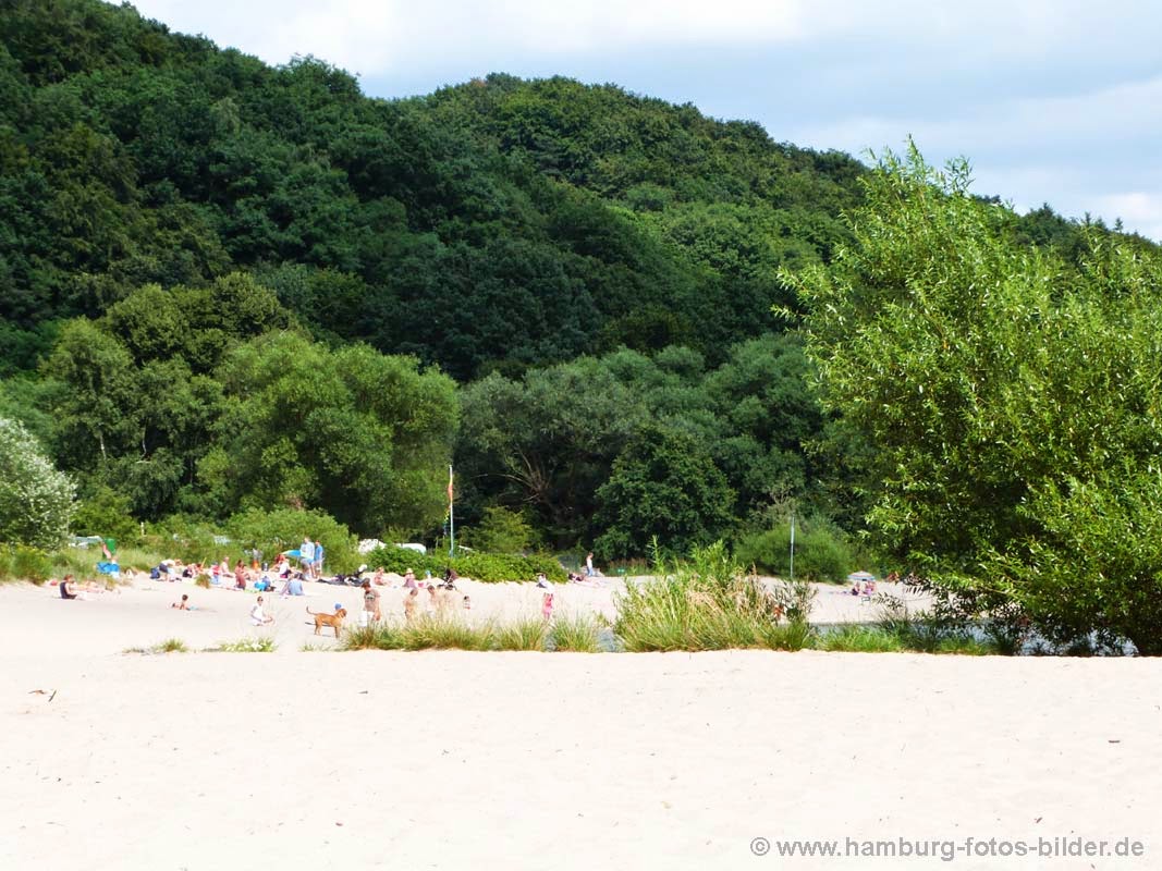 Blick vom Strand in Richtung Elbecamp Campingplatz am Falkensteiner Ufer. Blick vom Strand in Richtung Elbecamp Campingplatz am Falkensteiner Ufer.