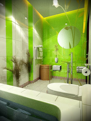 ห้องน้ำสีเขียว