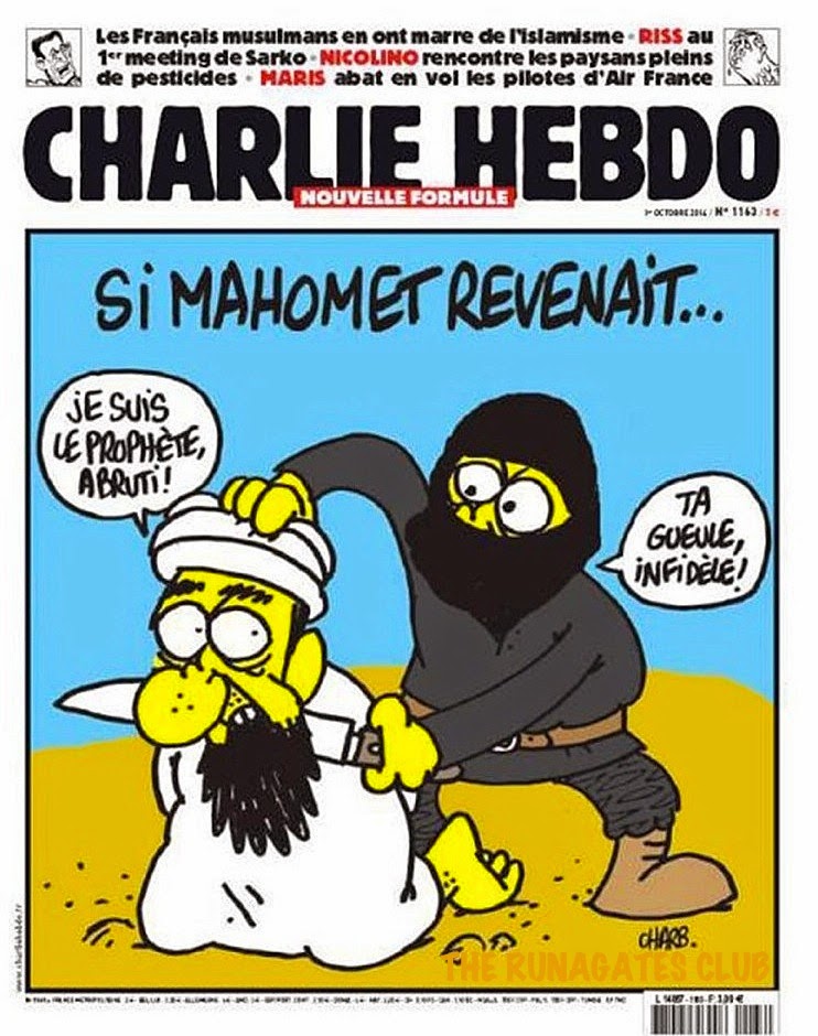 CHARLIE HEBDO cover page - ISIS headhunter slays the ptophet