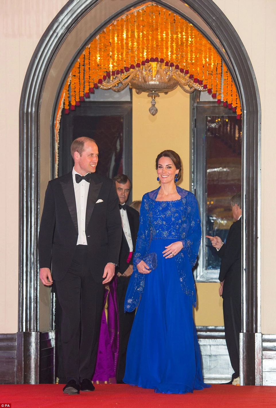 Kate Middleton stuns in a cobalt blue gown and cape for Bollywood Gala