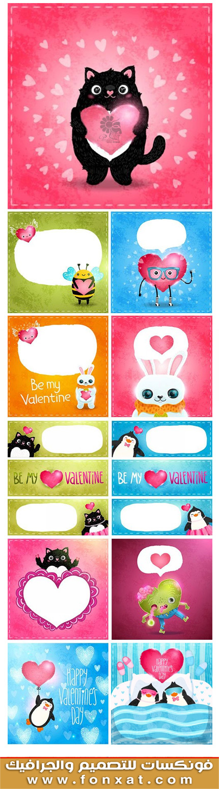 فيكتور اشكال حيونات تحمل لافيتات رائعة ملفات فيكتور حيونات Download vector illustrations of romantic fancy designs
