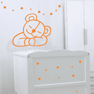 vinilo decorativo pared infantil oso osito durmiendo sonriente