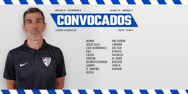 Málaga, lista de 19 ante el Numancia