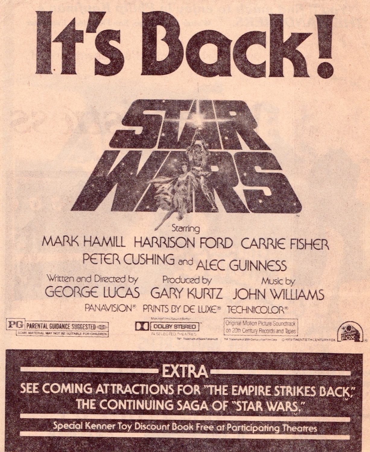 Flyer Kenner Theater promotion offre'85 Vintage Star Wars catalogue Power of force 