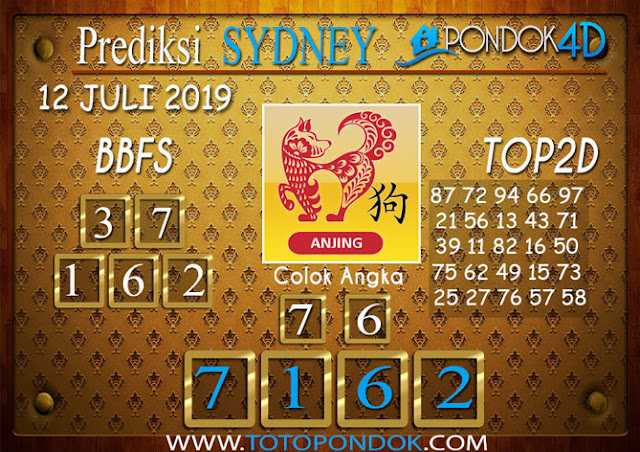 Prediksi Togel SYDNEY PONDOK4D 12 JULI 2019
