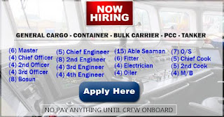 Hiring Crew For Gen. Cargo, Container, Bulk Carrier, PCC, Tanker Ships