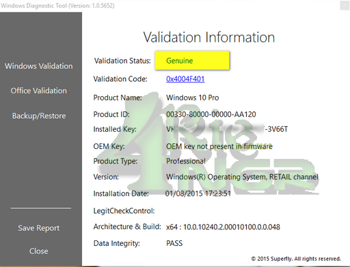 Windows validate. Windows validate
