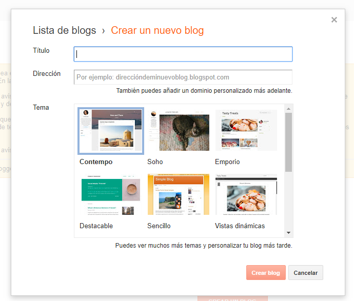 Creación de un blog con Blogger