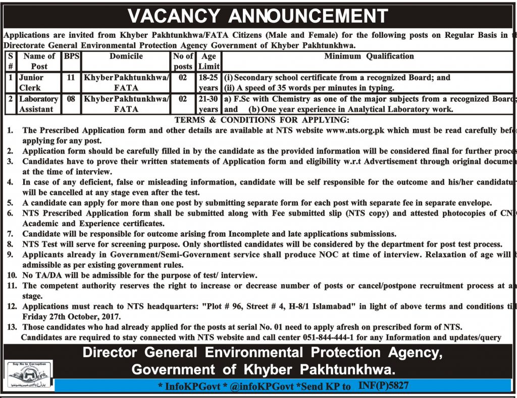 Jobs in KPK Environmental Protection Agency