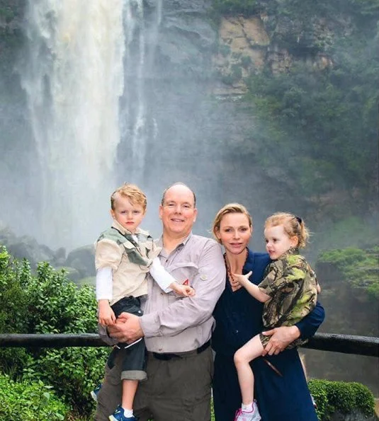 Prince Albert, Princess Charlene, and their children Prince Jacques and Princess Gabriella in South Africa