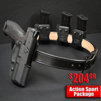 idpa rig, idpa holster package, idpa holster, holster for competitive shooting, holster and gunbelt, holster and mag carriers, outside the waistband holster