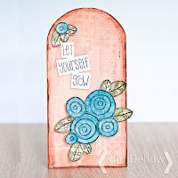 A tag made using the new Kim Dellow stamp range from PaperArtsy