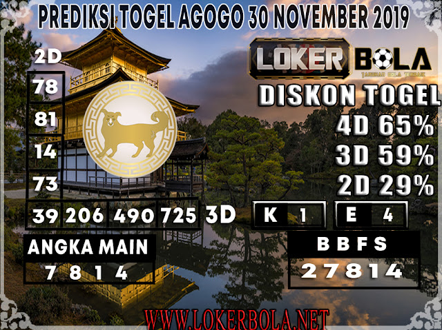 PREDIKSI TOGEL AGOGO LOKERBOLA 30 NOVEMBER 2019