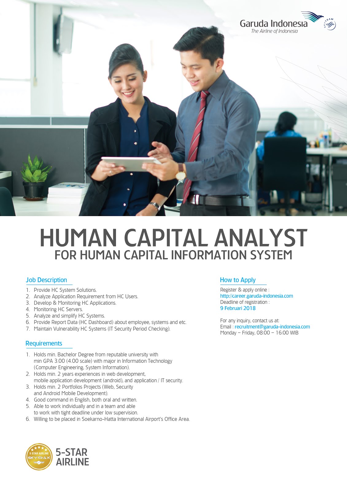 Jakarta Human Capital Analyst Garuda Indonesia Air Generation