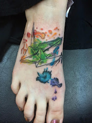 tattoo origami bird watercolor rainbow splatter tattoos mooresville noel lucky wings nc birds