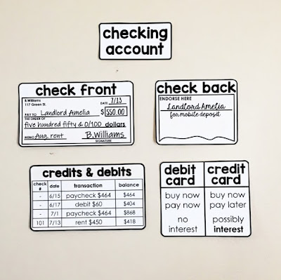 Financial Literacy Word Wall - check front and back Financial Literacy Word Wall - check front and back, credits and debits in a checkbook register and debit vs. credit card