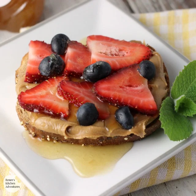 Peanut Butter Toast with Berries and Honey