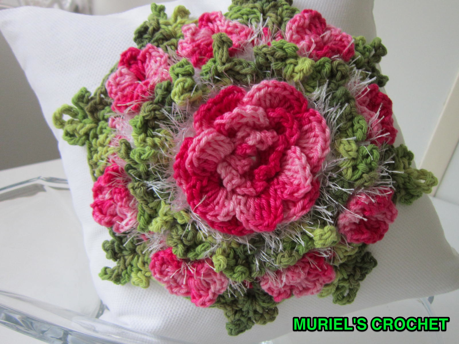 MURIEL'S CROCHET MY ROMANTIC FLOWER PILLOW