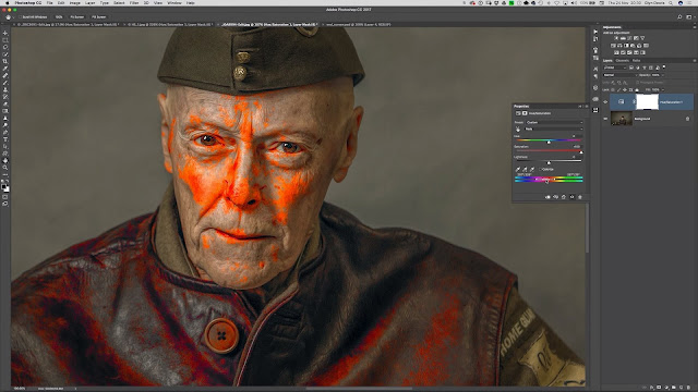 Photoshop tutorial showing how to Quickly and Easily Reduce/Remove Skin Reddening using a simple Hue/Saturation Adjustment Layer