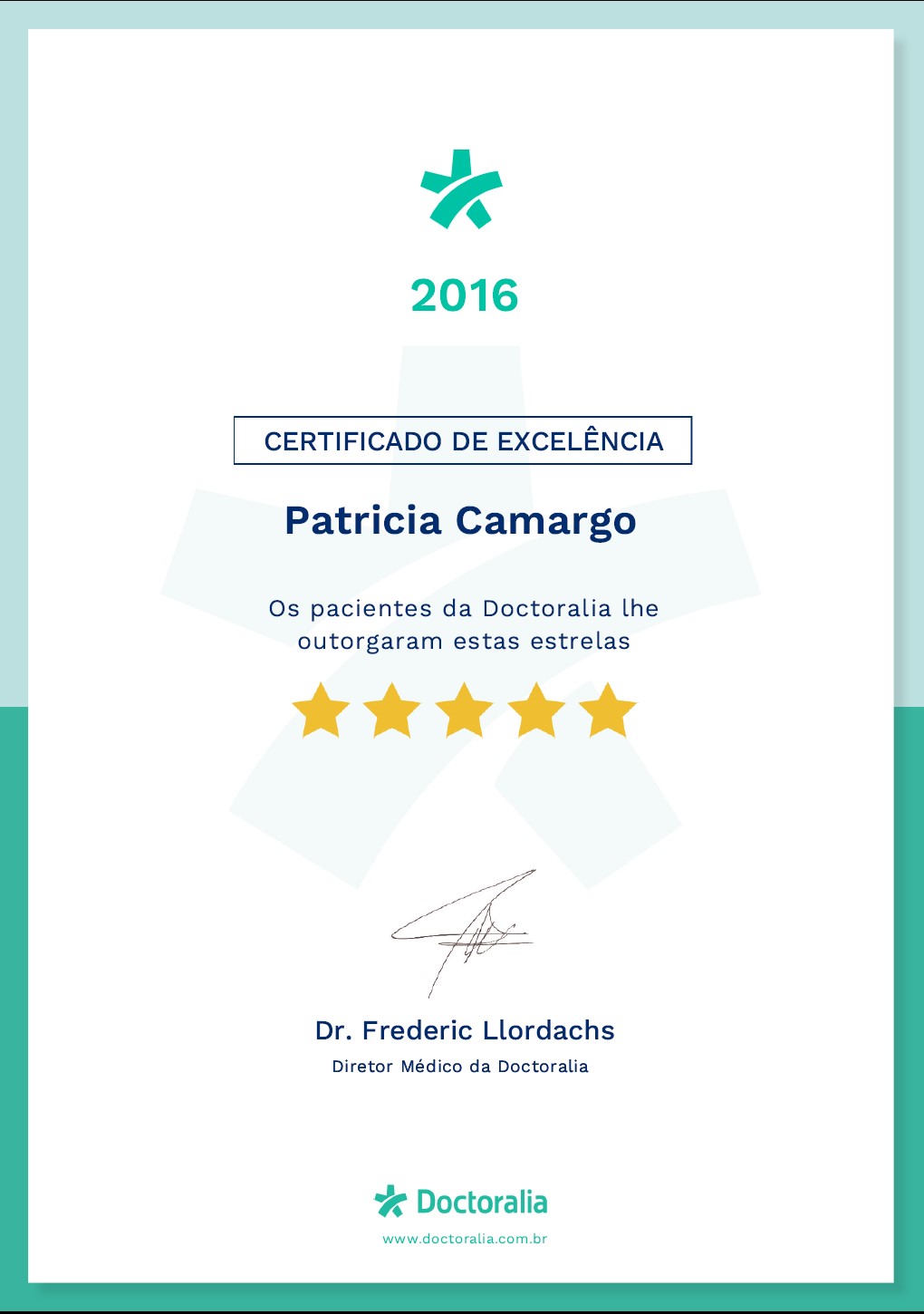 Certificado de Excelência Doctoralia 2016