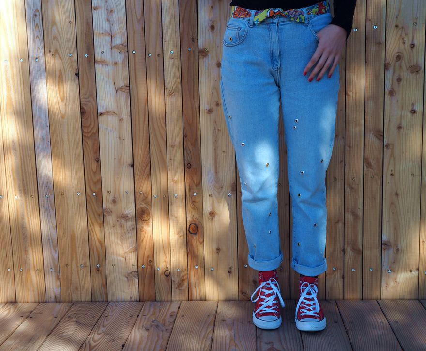 DIY Jeans with eyelets Mafral E