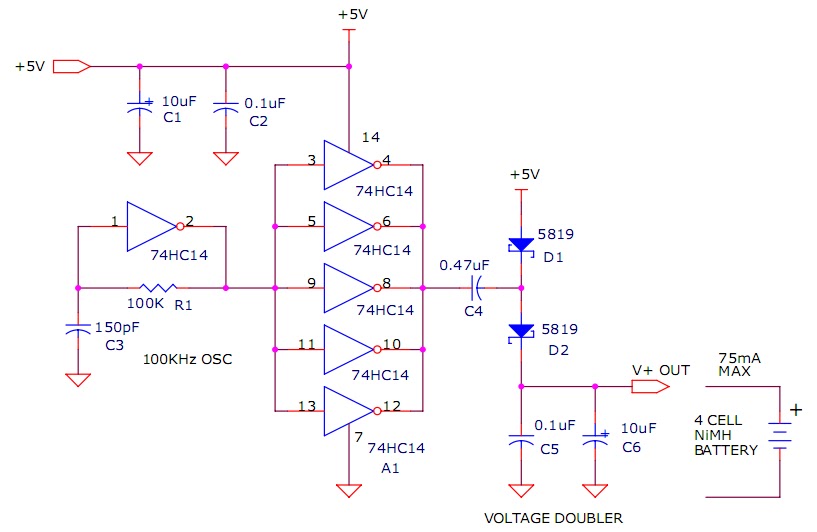 5v Powered Charge Pump Battery Charger | Electronic Circuits Diagram