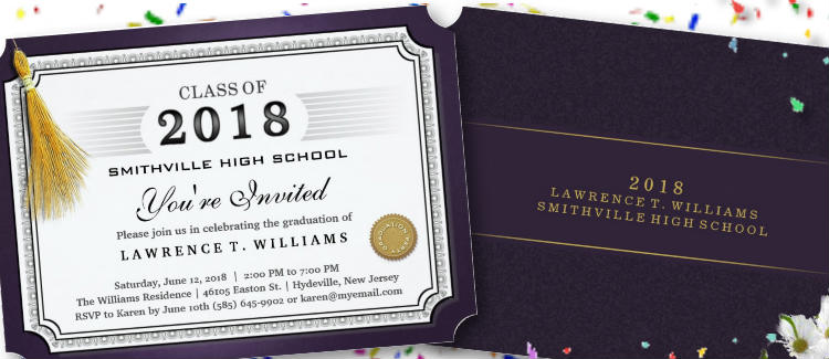 purple diploma graduation custom invite purple graduation party diploma invitation