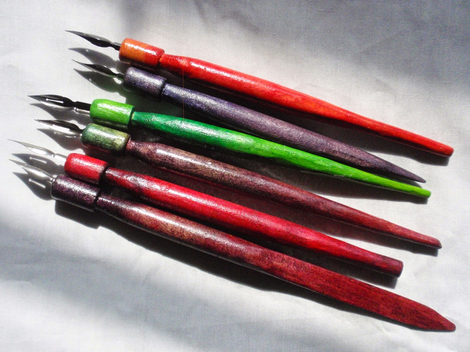 Dabblebag Handcarved Dip Pen Nib Holders Stained with India Ink