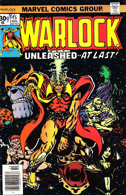 Warlock v1 #15 marvel 1970s bronze age comic book cover art by Jim Starlin Warlock v1 #15 marvel 1970s bronze age comic book cover art by Jim Starlin