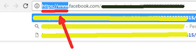 Selecionando trecho do link Facebook