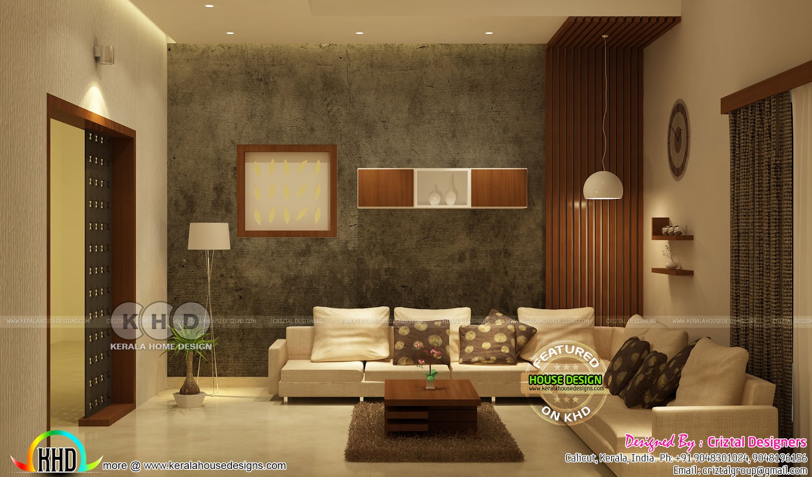 View of the hall, bedroom, kitchen, dining and wash area Kerala Home