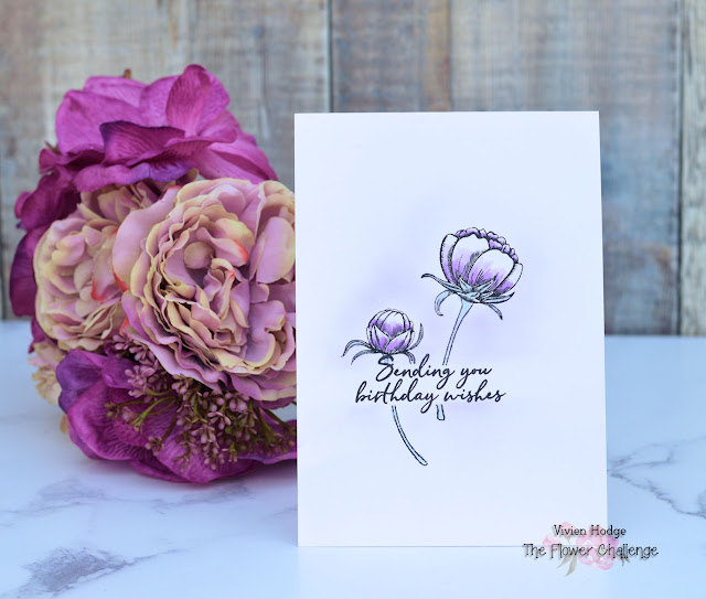 Peonies, Flowers,Flower Challenge, CAS, One layer card
