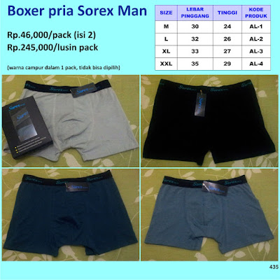 Jual Boxer Cowok Sorex Man Harga Murah Grosir dan Ecer, bahan berkualitas celana dalam pria kotak, pakaian dalam laki-laki