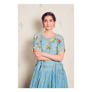 Actress Sonam Kapoor Beautiful Pics In Long Blue Dress
