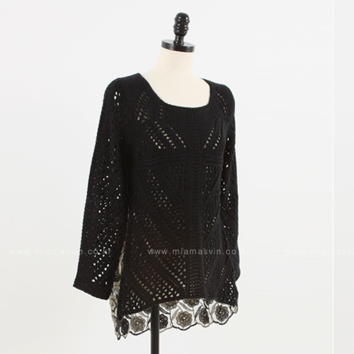 [Miamasvin] Crocheted Lace Back Sweater | KSTYLICK - Latest Korean ...