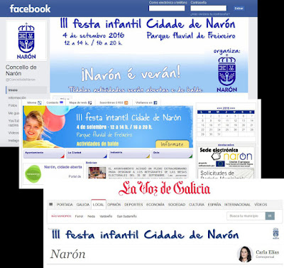 Publicidade municipal da "III Festa Infantil Cidade de Narón"
