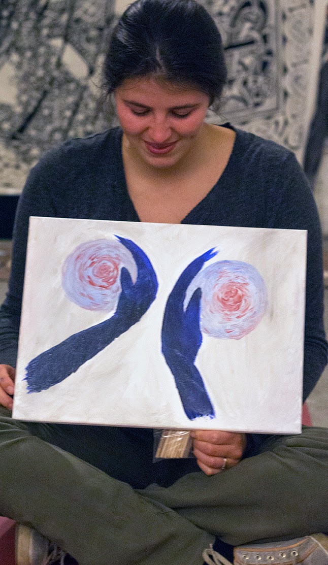 fellow participant showing her work