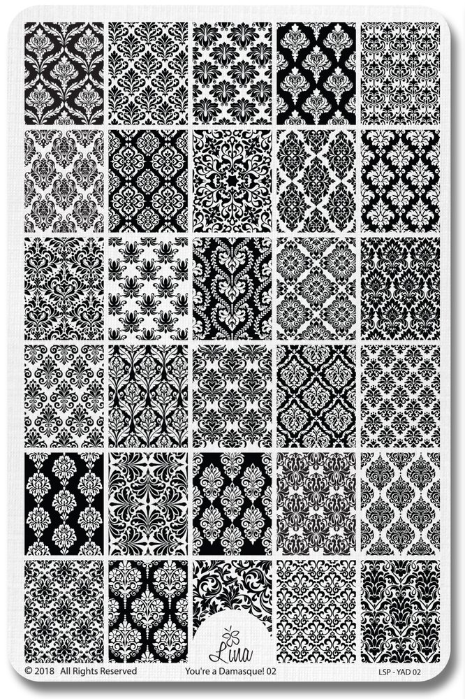 Lina Nail Art Supplies You're A Damasque 02 Stamping Plate - Swatches & Review by Olivia Jade Nails