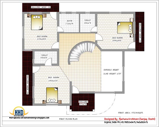 India house plans - First floor plan - 3200 Sq.Ft.
