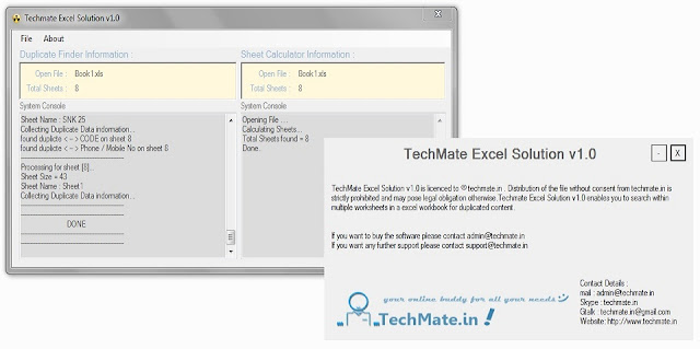 TechMate Excel Multiple Worksheet Search Software 2011
