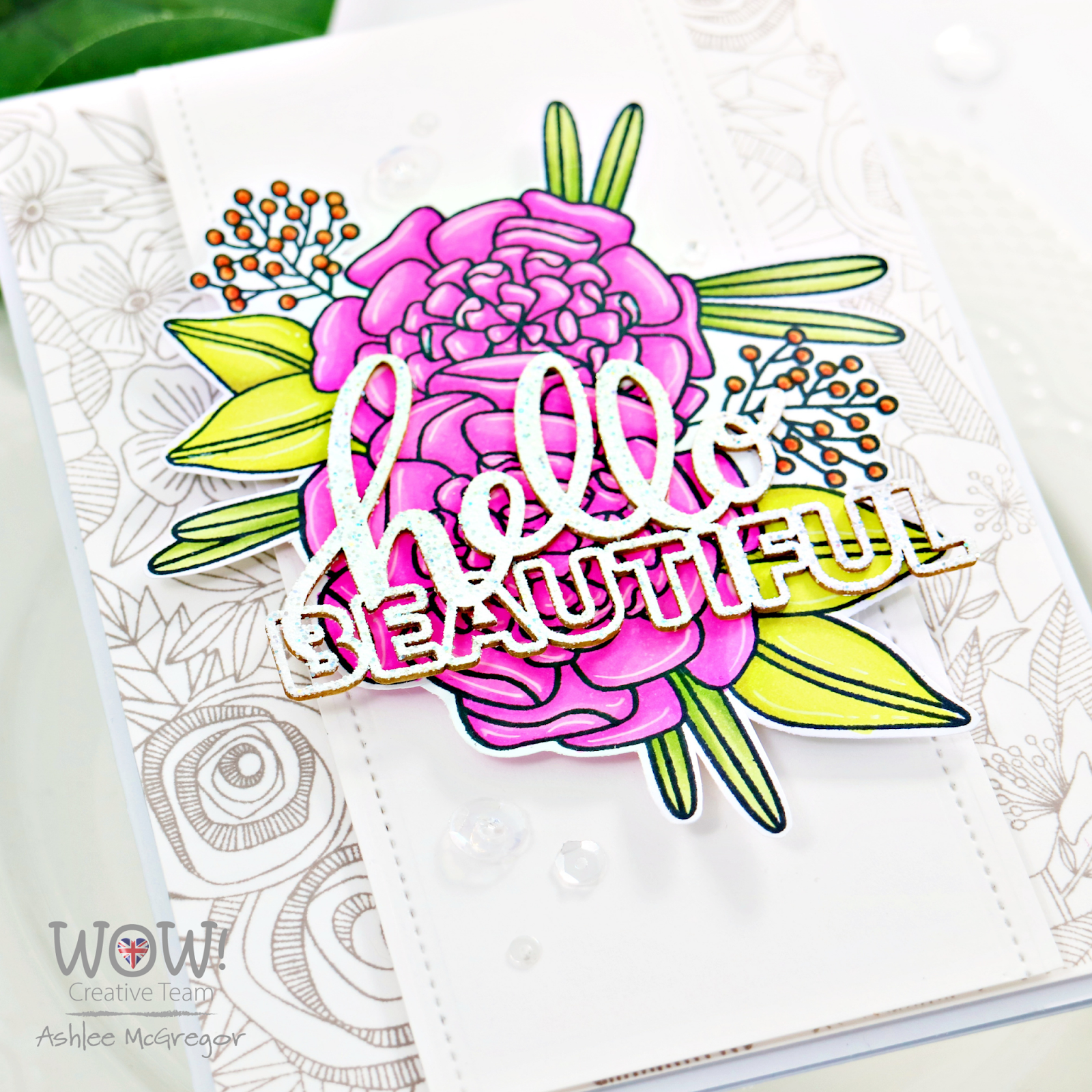 Embossed chipboard and sparkles with Ashlee