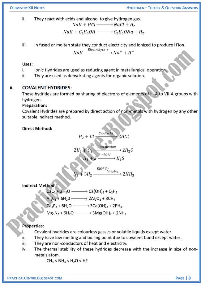 hydrogen-theory-and-question-answers-chemistry-12th