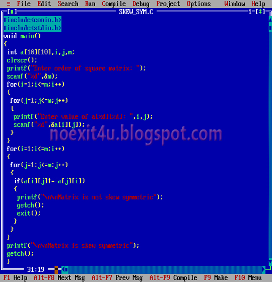 C PROGRAM: TO CHECK WHETHER A MATRIX IS SKEW SYMMETRIC OR NOT ...