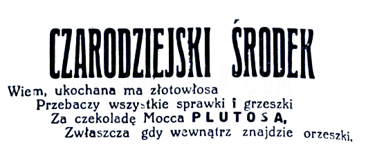 Czekolada Plutos. Reklama prasowa, 1927.